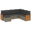 Image de vidaXL Ensemble de salon de jardin 7 pièces avec coussins Gris Poly rotin