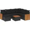 Image de vidaXL Ensemble de jardin canapé 8 pièces avec coussins noir poly rotin