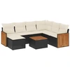 Image de vidaXL Ensemble de jardin canapé 8 pièces avec coussins noir poly rotin