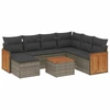 Image de vidaXL Ensemble de jardin canapé 8 pièces avec coussins Gris Poly rotin