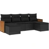 Image de vidaXL Ensemble de salon de jardin 6 pièces avec coussins noir poly rotin