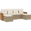 Image de vidaXL Ensemble de salon de jardin 6 pièces avec coussins Beige Poly Rattan