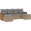 Image de vidaXL Ensemble de salon de jardin 6 pièces avec coussins Beige Poly Rattan