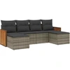 Image de vidaXL Ensemble de salon de jardin 6 pièces avec coussins Gris Poly rotin