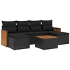 Image de vidaXL Ensemble de salon de jardin 7 pièces avec coussins noir poly rotin