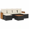 Image de vidaXL Ensemble de salon de jardin 7 pièces avec coussins noir poly rotin