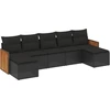 Image de vidaXL Ensemble de salon de jardin 7 pièces avec coussins noir poly rotin