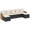 Image de vidaXL Ensemble de salon de jardin 7 pièces avec coussins noir poly rotin