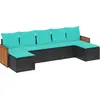 Image de vidaXL Ensemble de 7 canapés de jardin avec coussins, polyrattan noir