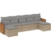 Image de vidaXL Ensemble de salon de jardin 7 pièces avec coussins Beige Poly Rattan