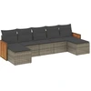 Image de vidaXL Ensemble de salon de jardin 7 pièces avec coussins Gris Poly rotin