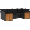 Image de vidaXL Ensemble de salon de jardin 6 pièces avec coussins noir poly rotin