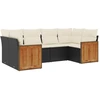Image de vidaXL Ensemble de salon de jardin 6 pièces avec coussins noir poly rotin