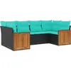 Image de vidaXL Ensemble de 6 canapés de jardin avec coussins, polyrattan noir