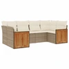 Image de vidaXL Ensemble de salon de jardin 6 pièces avec coussins Beige Poly Rattan