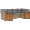 Image de vidaXL Ensemble de salon de jardin 6 pièces avec coussins Beige Poly Rattan