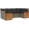 Image de vidaXL Ensemble de salon de jardin 6 pièces avec coussins Gris Poly rotin