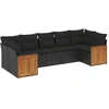 Image de vidaXL Ensemble de salon de jardin 7 pièces avec coussins noir poly rotin