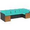 Image de vidaXL Ensemble de 7 canapés de jardin avec coussins, polyrattan noir
