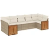 Image de vidaXL Ensemble de salon de jardin 7 pièces avec coussins Beige Poly Rattan