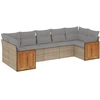 Image de vidaXL Ensemble de salon de jardin 7 pièces avec coussins Beige Poly Rattan