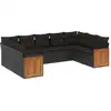 Image de vidaXL Ensemble de salon de jardin 9 pièces avec coussins noir poly rotin