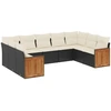 Image de vidaXL Ensemble de salon de jardin 9 pièces avec coussins noir poly rotin