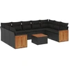 Image de vidaXL Ensemble de 10 canapés de jardin avec coussins noir poly rotin