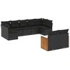 Image de vidaXL Ensemble de salon de jardin 9 pièces avec coussins noir poly rotin