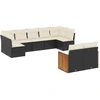 Image de vidaXL Ensemble de salon de jardin 9 pièces avec coussins noir poly rotin