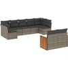 Image de vidaXL Ensemble de salon de jardin 9 pièces avec coussins Gris Poly rotin
