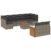 Image de vidaXL Ensemble de salon de jardin 10 pièces avec coussins Gris Poly Rattan