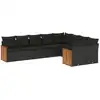 Image de vidaXL Ensemble de salon de jardin 9 pièces avec coussins noir poly rotin