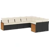 Image de vidaXL Ensemble de salon de jardin 9 pièces avec coussins noir poly rotin