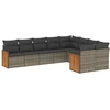 Image de vidaXL Ensemble de salon de jardin 9 pièces avec coussins Gris Poly rotin