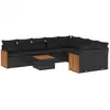 Image de vidaXL Ensemble de 10 canapés de jardin avec coussins noir poly rotin