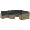 Image de vidaXL Ensemble de salon de jardin 10 pièces avec coussins Gris Poly Rattan