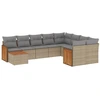 Image de vidaXL Ensemble de salon de jardin 10 pièces avec coussins Beige Poly Rattan