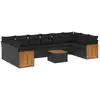 Image de vidaXL Ensemble de salon de jardin 11 pièces avec coussins noir poly rotin