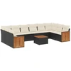Image de vidaXL Ensemble de salon de jardin 11 pièces avec coussins noir poly rotin