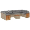 Image de vidaXL Ensemble de salon de jardin 11 pièces avec coussins Beige Poly Rattan