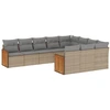 Image de vidaXL Ensemble de salon de jardin 10 pièces avec coussins Beige Poly Rattan