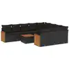 Image de vidaXL Ensemble de salon de jardin 11 pièces avec coussins noir poly rotin