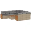 Image de vidaXL Ensemble de salon de jardin 11 pièces avec coussins Beige Poly Rattan