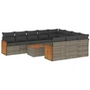 Image de vidaXL Ensemble de salon de jardin 11 pièces avec coussins Gris Poly rotin
