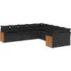 Image de vidaXL Ensemble de 10 canapés de jardin avec coussins noir poly rotin