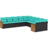 Image de vidaXL Ensemble de 10 canapés de jardin avec coussins, polyrattan noir