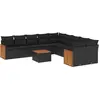 Image de vidaXL Ensemble de salon de jardin 11 pièces avec coussins noir poly rotin