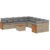 Image de vidaXL Ensemble de salon de jardin 11 pièces avec coussins Beige Poly Rattan