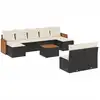 Image de vidaXL Ensemble de 10 canapés de jardin avec coussins noir poly rotin